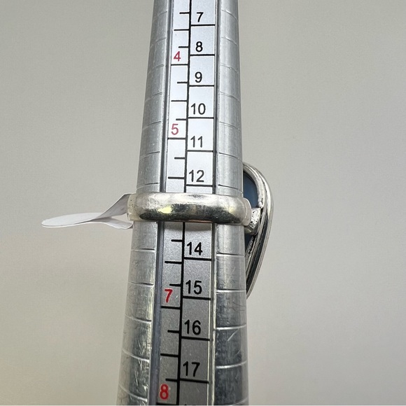 New Blue Owyhee Opal Stone Sterling Silver Overlay Ring Size 6 - Picture 4 of 6